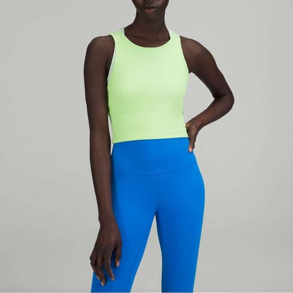 LULULEMON Power Pivot Ribbed Tank Top Scream Green Light Sz 8 - Picture 1 of 5